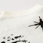 Retro Swirl Printed Distressed Knit Sweater