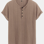 Short Sleeve Jacquard Half Open Collar T-Shirt