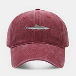 Shark Embroidered Washed Baseball Cap