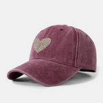 Leopard Heart Print Washed Baseball Cap