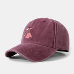 Pink Panther Drinking Coffee Print Washed Baseball Cap