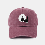 Middle Paw Cat Print Washed Baseball Cap