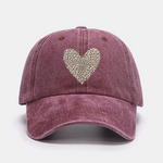 Leopard Heart Print Washed Baseball Cap