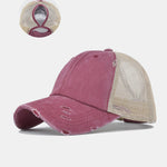 Vintage Distressed Mesh Ponytail Baseball Cap
