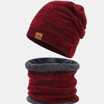 Winter Fleece Lined Beanie Hat Scarf Set