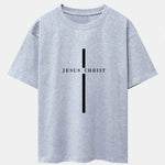 Jesus Christ Stripe Print Drop Shoulder Oversize T-Shirt