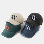 Retro New York Embroidery Cotton Washed Distressed Baseball Cap
