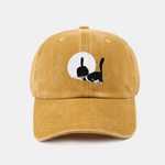 Middle Paw Cat Print Washed Baseball Cap