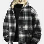 Teddy Lined Flannel Zip Hooded Coat