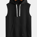 Striped Jacquard Sleeveless Hooded T-Shirt