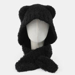 Cute Little Bear Ear Solid Color Scarf And Hat Integrated Warm Hat