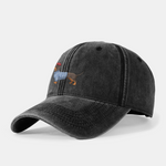 Dachshund Wearing Striped Sweater Print Washed Baseball Cap