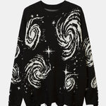 Retro Swirl Printed Distressed Knit Sweater