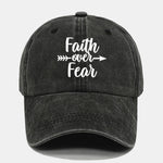 Faith Over Fear Pattern Distressed Washed Baseball Cap