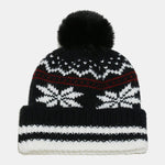 Snowflake Pattern Pom-pom Warm Knitted Hat