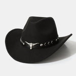 Bull Adorned Bohemian Felt Cowboy Hat