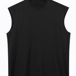 Relax Fit Solid Cotton Drop Shoulder Sleeveless T-Shirt