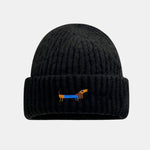 Dachshund Pattern Embroidered Knitted Hat