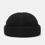 Warm Lamb Fleece Simple Solid Color Brimless Hat