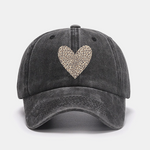 Leopard Heart Print Washed Baseball Cap