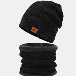 Winter Fleece Lined Beanie Hat Scarf Set