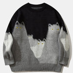 Cat Print Knit Sweater