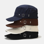 Solid Side Buckle Flat Top Baseball Cap