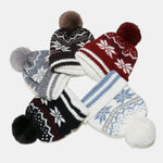Snowflake Pattern Pom-pom Warm Knitted Hat