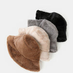 Faux Mink Fur Wide Brim Plush Bucket Hat