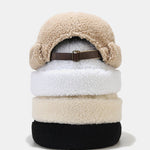Warm Lamb Fleece Simple Solid Color Brimless Hat
