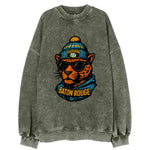 Baton Rouge Jaguar wearing Southern beanie with SU patch - Vintage Sweatshirt
