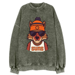 Arizona Coyote wearing Suns beanie with desert sun patch and wayfarer - Vintage Sweatshirt