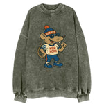 New York Rat wearing Giants beanie with subway patch and wayfarer sunglasses - Vintage Sweatshirt