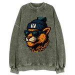 Provo Cougar wearing BYU beanie with Y patch - Vintage Sweatshirt