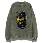 Atlanta Yellow Jacket wearing Georgia Tech beanie with GT patch - Vintage Sweatshirt