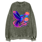 Hummingbird delivering miniature love letters tucked inside flower envelopes - Vintage Sweatshirt