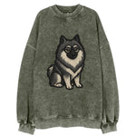 Keeshond - Gray and black spectacles embroidered design - Vintage Sweatshirt