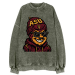 Tempe Sparky wearing Arizona State beanie with fork patch - Vintage Sweatshirt