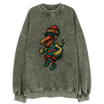 Miami Pelican wearing Heat beanie with sunset patch and wayfarer sunglasses - Vintage Sweatshirt