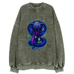 Mesmerizing cobra with hypnotic spiral patterns in the hood, scales that - Vintage Sweatshirt