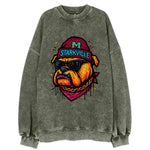 Starkville Bulldog wearing Mississippi State beanie with M patch - Vintage Sweatshirt