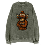 Austin Bevo wearing Texas beanie with longhorn patch - Vintage Sweatshirt