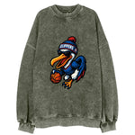 Los Angeles Pelican wearing Clippers beanie with sailboat patch and wayfarer - Vintage Sweatshirt