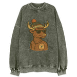 Edmonton Elk wearing Edmonton beanie with pom pom and wayfarer sunglasses - Vintage Sweatshirt