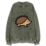 Hedgehog - Brown spiky back flat side profile - Vintage Sweatshirt