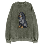 English Cocker Spaniel - Blue roan embroidered sitting pose - Vintage Sweatshirt