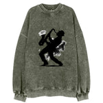 Saxophonist playing jazz in smoky room - Vintage Sweatshirt