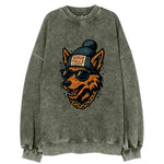 South Dakota Coyote wearing Sioux Falls beanie with pom pom and wayfarer - Vintage Sweatshirt