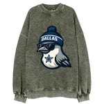 Dallas Mockingbird wearing Cowboys beanie with sheriff star and wayfarer - Vintage Sweatshirt