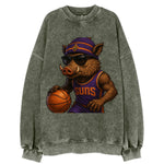 Phoenix Javelina wearing Suns beanie with cactus patch and wayfarer sunglasses - Vintage Sweatshirt